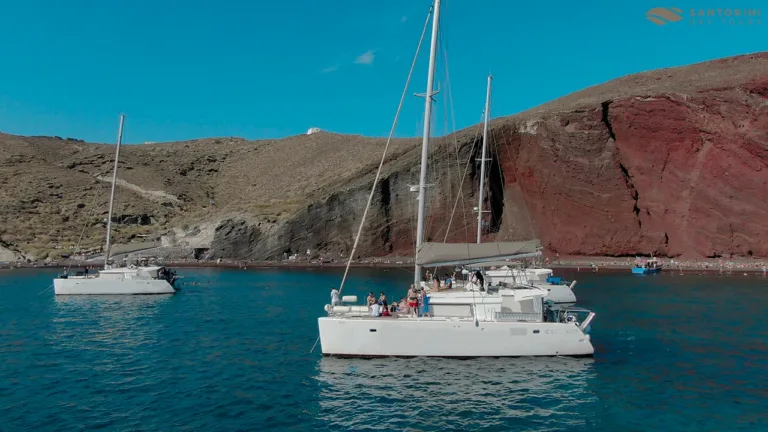Santorini Cruise Port: 4-Hour Private Caldera Cruise with Luxury Catamaran