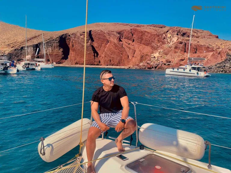 Santorini Cruise Port: 4-Hour Private Caldera Cruise with Luxury Catamaran