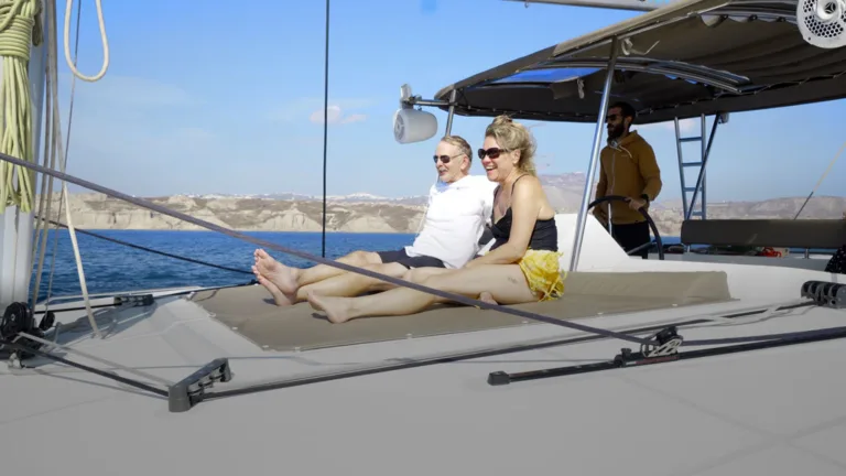 Santorini Cruise Port: 4-Hour Private Caldera Cruise with Luxury Catamaran